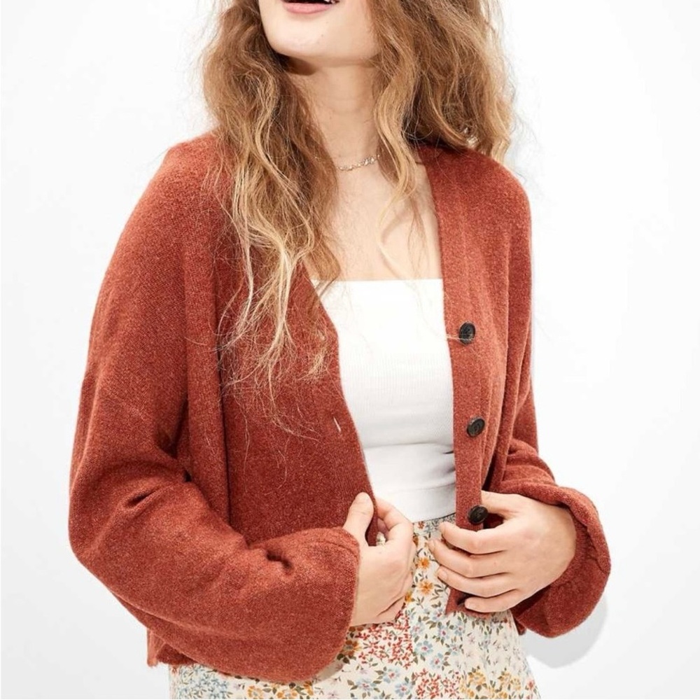 NWT American Eagle Outfitters Size XS Dreamspun Balloon Sleeve Cardigan Rust